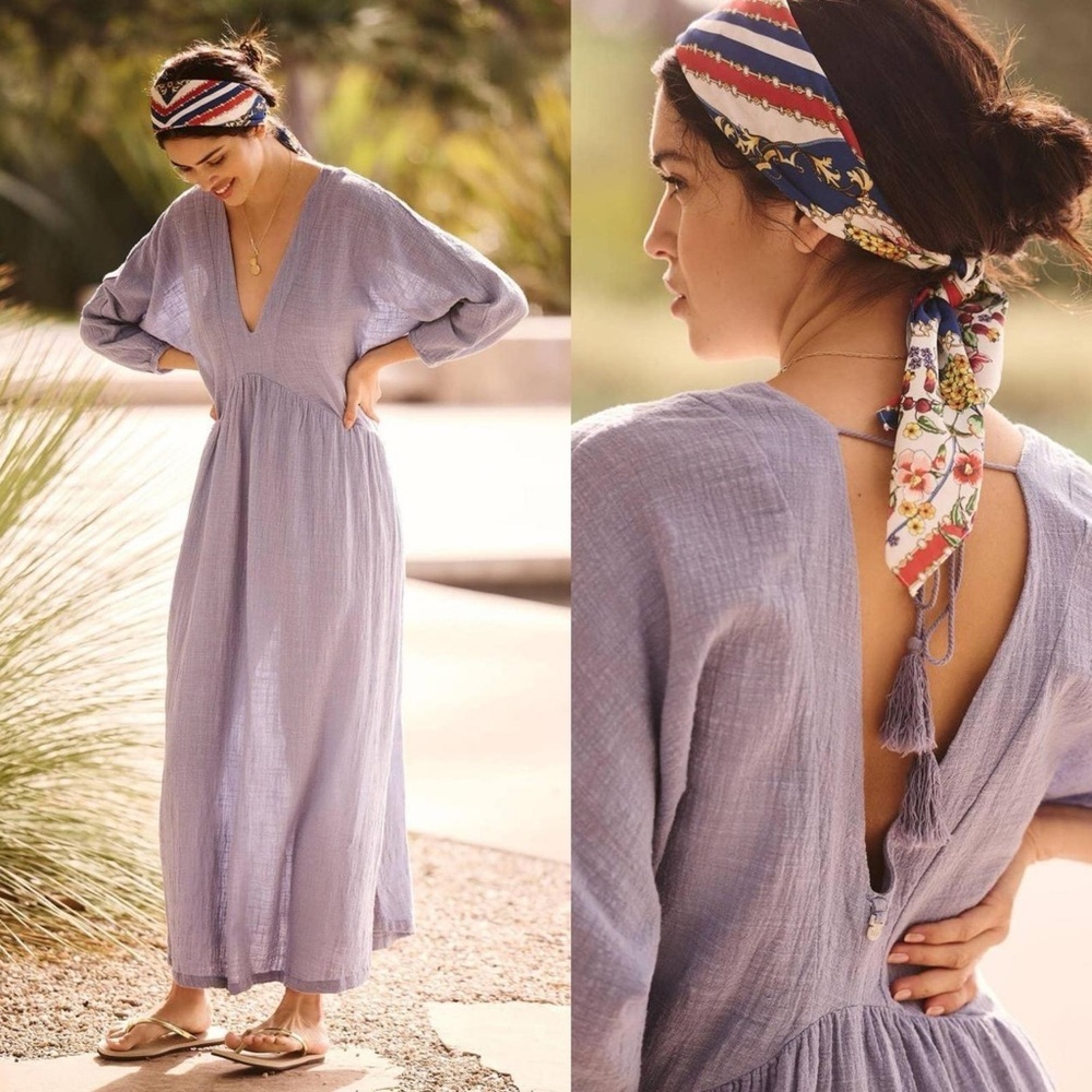Anthropologie Malai Easy V Neck Purple Maxi Dress - Picture 1 of 8